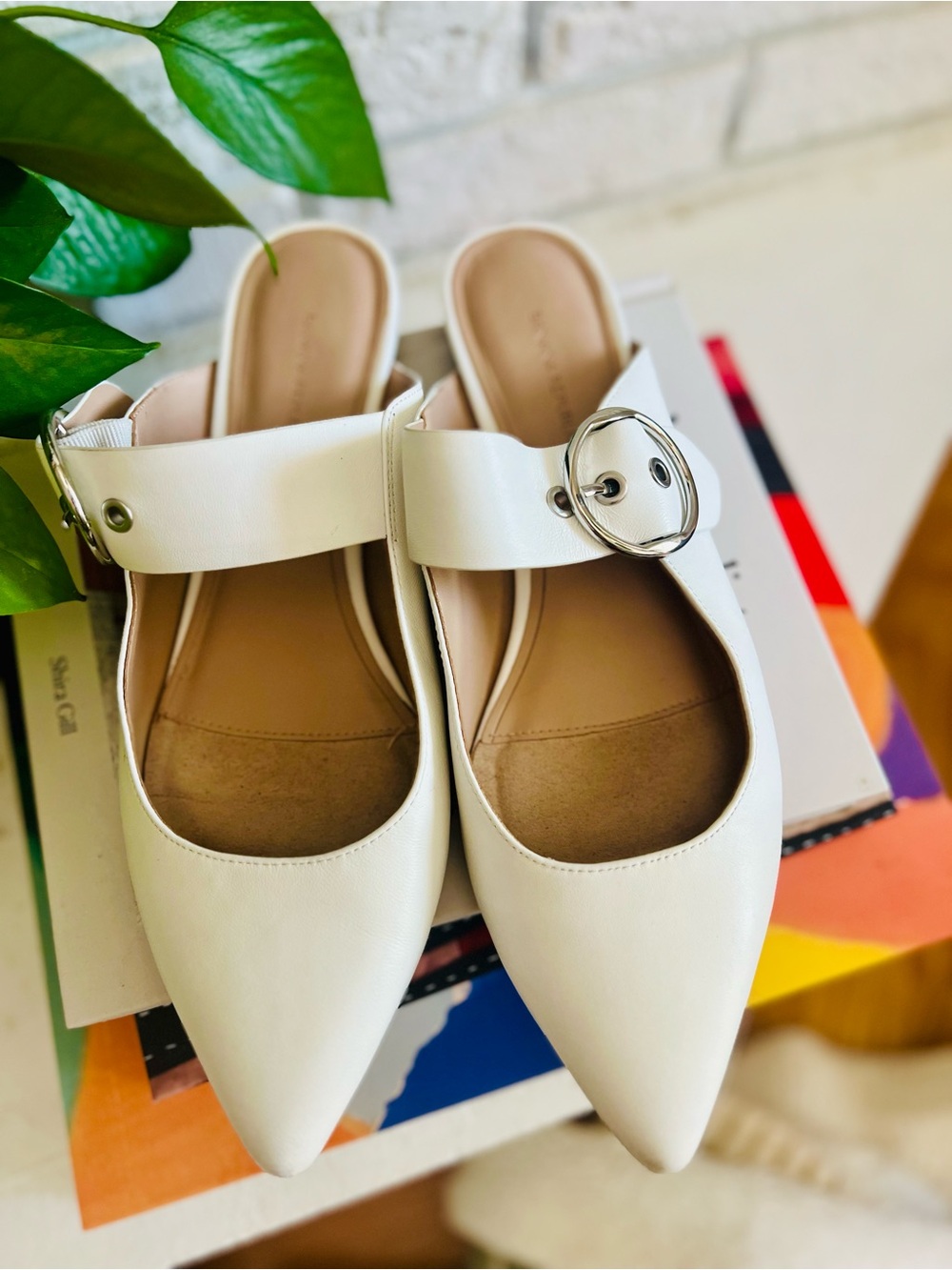 Banana Republic Cream Pointed Toe Mule with Buckle - Picture 2 of 5